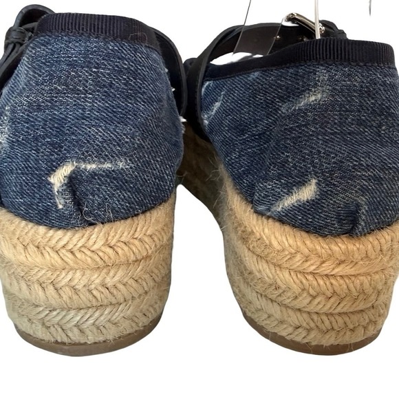 Miu Miu Rare Denim Double Buckle Espadrille Platform Mary Jane Flats EU 40.5 - Picture 7 of 10